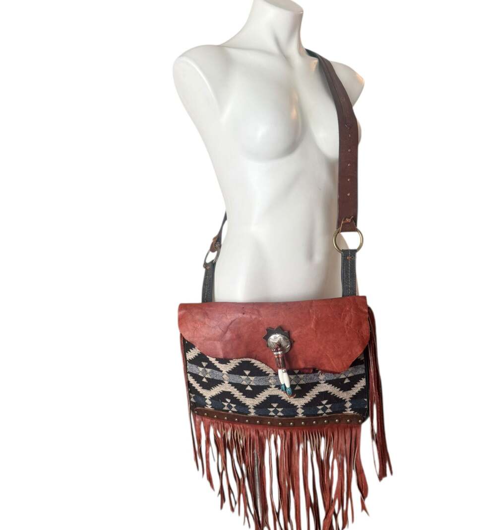 Forever 21 Western Boho Aztec Print Fringe Crossbody Bag